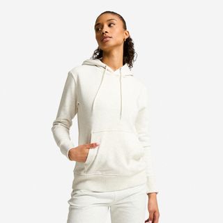 Sudadera Fitness Mujer Gris Perla Larga Capucha Algodón gris perla XS