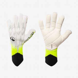 GUANTE DE PORTERO DE FÚTBOL ADULTO CLR PRO STRAPLESS ultra blanco & amarillo ácido fluorescente 10