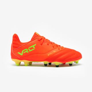 BOTAS DE FÚTBOL NIÑO PIEL CON CORDONES VIRALTO II FG ACID ROJO naranja ultra flúor 32