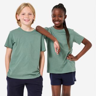 Camiseta Múltiples Deportes Niños Verde Algodón Mixta verde eucalipto 113-122CM 5-6A