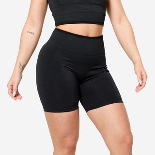 Pantalón Corto Musculación Mujer Negro Sin Costuras gris carbón & negro ahumado S - UK 6-8