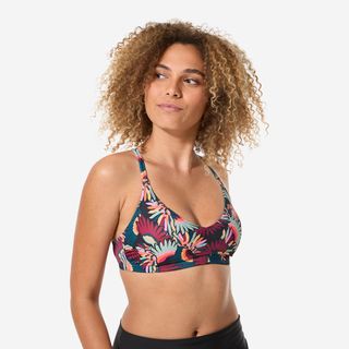 Top Bikini Mujer Natación Lila Ara Negro multicolor 40