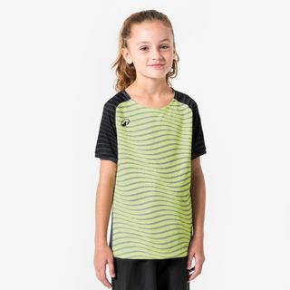 Camiseta de fútbol niño manga corta VIRALTO Jr Ripples Amarillo y Negro amarillo pálido flúor & gris pizarra & negro ahumado 151-160CM12-13A