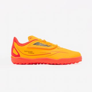 Botas de fútbol niño con velcro 160 easy turf naranja naranja girasol fluorescente 32