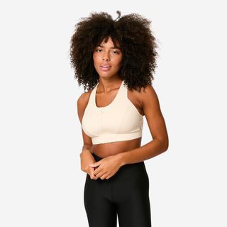 Sujetador Deportivo Mujer Beis Canalé Sujeción Media Cremallera beige crema XL