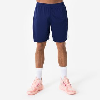 Pantalón corto de baloncesto hombre/mujer - PANTALÓN CORTO 100 marino azul medianoche & ultra blanco L.