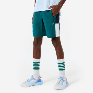 Pantalón Corto Múltiples Deportes Niños Verde Oscuro-Azul-Blanco Transpirable azul cerceta & azul acero & ultra blanco 113-122CM 5-6A