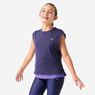 Camiseta Múltiples Deportes Niña Violeta Oscuro Transpirable 2 En 1 morado medianoche & morado amatista 141-148CM10-11A