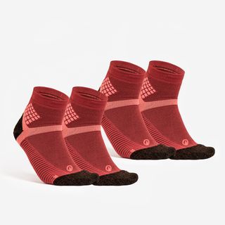 Calcetines mid de senderismo (2 pares) adultos, Hike 500 rojo rojo 35/38