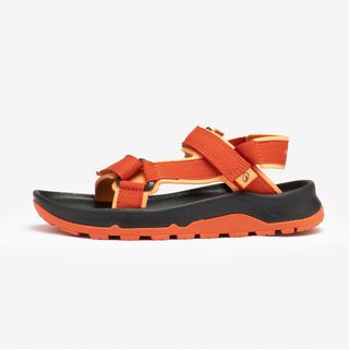 Sandalias cómodas senderismo tira autoadherente, 24 a 38 niños, NH500 naranja naranja terracota & gris carbón & naranja albaricoque 30