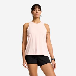 Camiseta sin Mangas Fitness Mujer Rosa Pálido Corte Recto rosa perla M