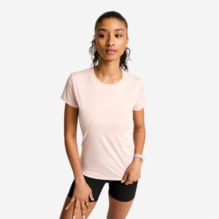 Camiseta Fitness Cardio Mujer Rosa Pálido Manga Corta rosa perla L
