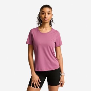 Camiseta Fitness Mujer Violeta Manga Corta morado grisáceo S