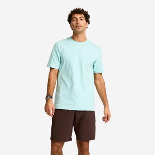 Camiseta Fitness Hombre Azul Claro Manga Corta Cuello Redondo azul ártico S