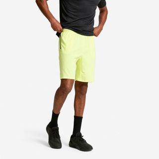 Pantalón Corto Fitness Hombre Amarillo Flúor Transpirable Bolsillos Cremallera amarillo pálido flúor 3XL