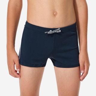 Bóxer Natación 100 Plus Niño Azul Marino azul marino oscuro & ultra blanco 123-130CM 7-8A
