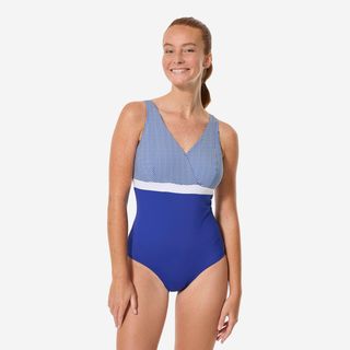 Bañador Mujer Natación apto para copas D/E Mia Azul azul cobalto & azul & ultra blanco 40