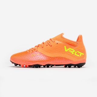 Botas de fútbol niños con cordones VIRALTO III MG/AG Coral naranja coral fluorescente 33