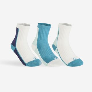 Calcetines largos de deporte NIÑO lote de 3 pares, RS 500 beige verde azul blanco algodón & azul ceniza & verde delicado 35/38