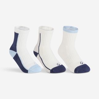 Calcetines largos de deporte NIÑO lote de 3 pares, RS 500 beige azul gris blanco algodón & azul acero & azul ensueño 27/30