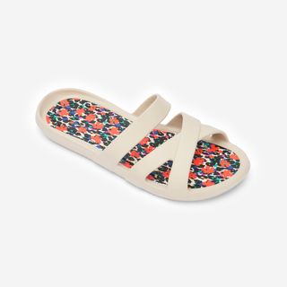 Chanclas Piscina Slap 500 Mujer Beis Graou beige lino & azul cobalto & naranja fuego 41/42