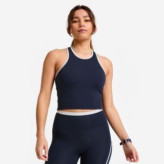 Camiseta Mujer Azul Oscuro Corta Sin Mangas Espalda De Natación azul acero S