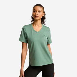 Camiseta Mujer Verde Coolmax Cuello V verde eucalipto M