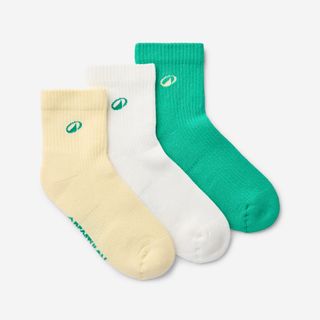 Calcetines tobilleros, Elementals, verde amarillo blanco roto, lote de 3 pares verde & amarillo claro & crema 43/46