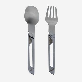 Juego de 2 cubiertos plegables 900 tenedor + cuchara acero inox para camping