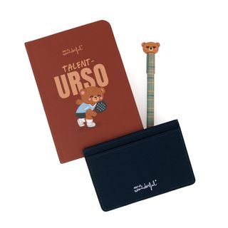 Conjunto A6+Porta Cartões+Caneta Apagável Bo-Bo Urso