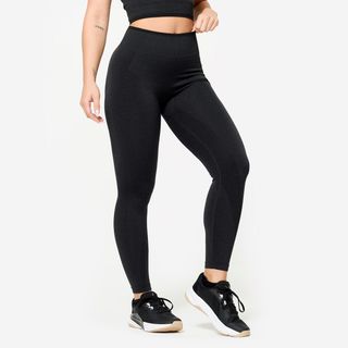 Leggings Musculación Mujer Negro Sin Costuras gris carbón & negro ahumado XL / W35 L31