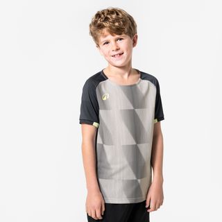 Camiseta de fútbol niño manga corta Viralto JR Dope Gris, Marfil y Amarillo gris pizarra & blanco marfil & amarillo pálido flúor 161-172CM14-15A