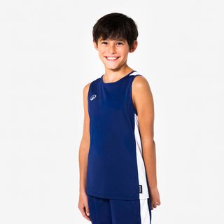Camiseta de baloncesto niño, Tank 100 azul marino azul medianoche 151-160CM12-13A