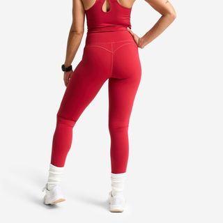 Leggings Deportivos Mujer Rojo Oscuro Talle Alto Corte Moldeador rojo rubí XL / W35 L31