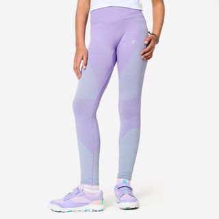 Leggings Fitness Niñas Rosa Verde sin Costuras morado lavanda & verde clorofila flúor 131-140CM 8-9A