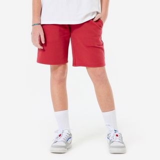 Pantalón Corto Múltiples Deportes Niños Rojo Oscuro Algodón rojo rubí 151-160CM12-13A