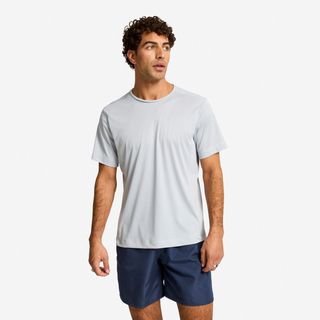 Camiseta Fitness Hombre Gris Manga Corta gris plateado S.