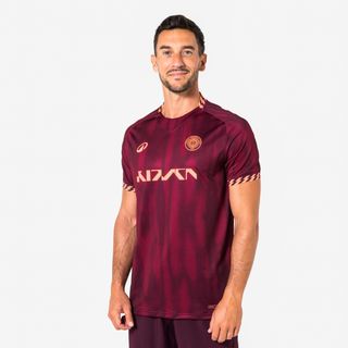 Camiseta de fútbol adulto manga corta Viralto II OilPixl Cereza y Melocotón morado cereza & morado uva & naranja coral fluorescente XL.