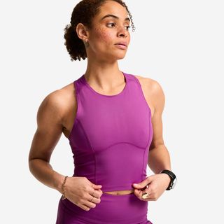 Camiseta sin Mangas Deportiva Mujer Violeta Oscuro Corte Moldeador morado orquídea S