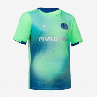 Camiseta de fútbol manga corta niño VIRALTO KIDS  Boreal Verde y azul verde clorofila flúor & azul universal 151-160CM12-13A