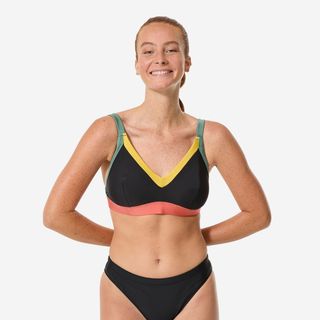 Top Bikini Natación/Aquagym Venus Mujer Terracota negro ahumado & naranja arcilla 46 (D-E)