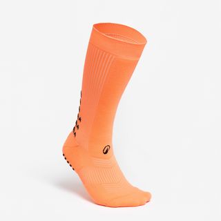 Medias de fútbol de media caña antideslizantes adulto, Viralto II Mid Naranja naranja coral fluorescente 41/42