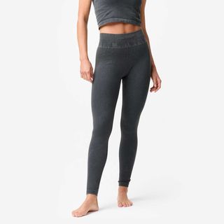 Leggings Yoga/Pilates Mujer Gris Oscuro Desgastado sin Costuras gris grafito XL - UK 16