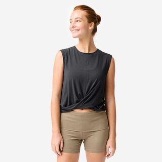 Camiseta Tirantes Yoga/Pilates Gris Oscuro Fluida Transpirable gris grafito L