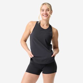 Camiseta sin Mangas Deportiva Mujer Negro Fluida Transpirable negro ahumado XL