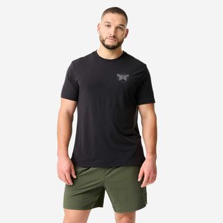 Camiseta Deportiva Hombre Negro-Gris Ligera Elástica negro ahumado & gris cometa S.