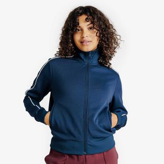Chaqueta de chándal mujer, Heritage, azul marino azul asfalto L