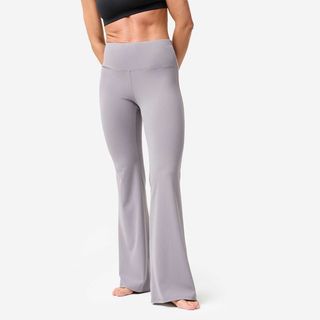 Leggings Yoga/Pilates Gris Oscuro Corte Acampanado Extensibles Suaves gris ceniza S - W28 L31