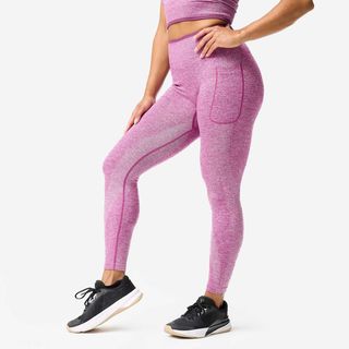 Leggings Musculación Mujer Violeta Oscuro Sin Costuras morado orquídea & sin teñido XL - W35 L31