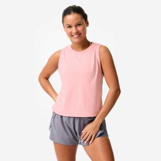 Crop Top Mujer Rosa Polvo Algodón sin Mangas rosa bebé S
